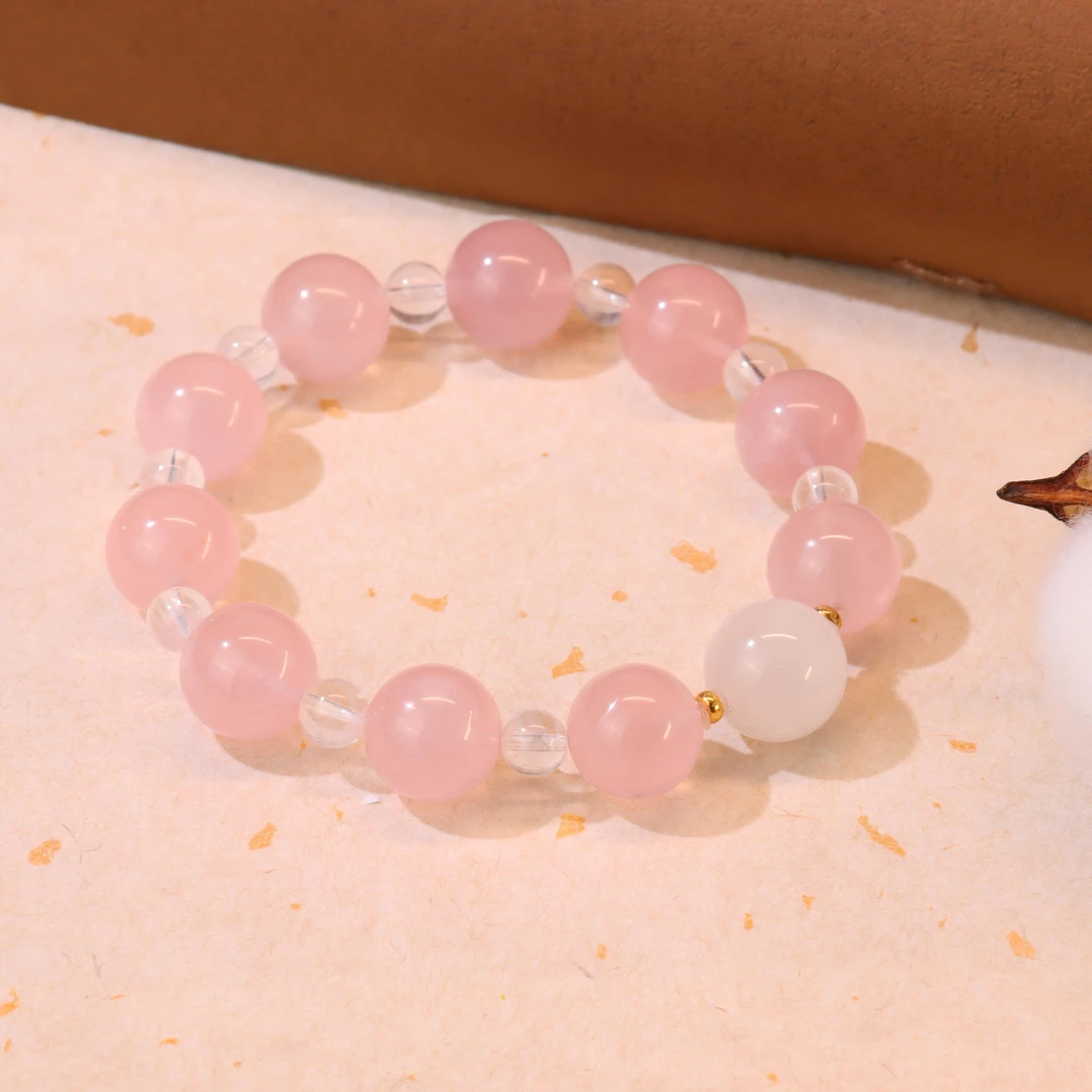 <粉蓝>12mm蓝针水晶粉水晶手串