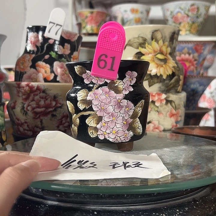 被***璐景德镇幸运花盆手绘韩式花盆