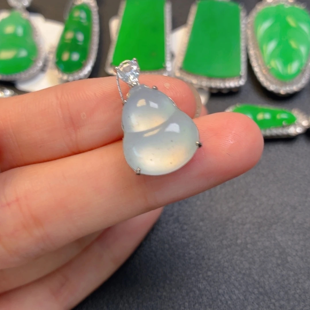 翡翠银S925镶嵌吊坠(不含链)