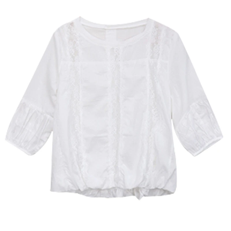 衬衫圆领衬衫女气质通勤设计感小众宽松显瘦休闲上衣0017