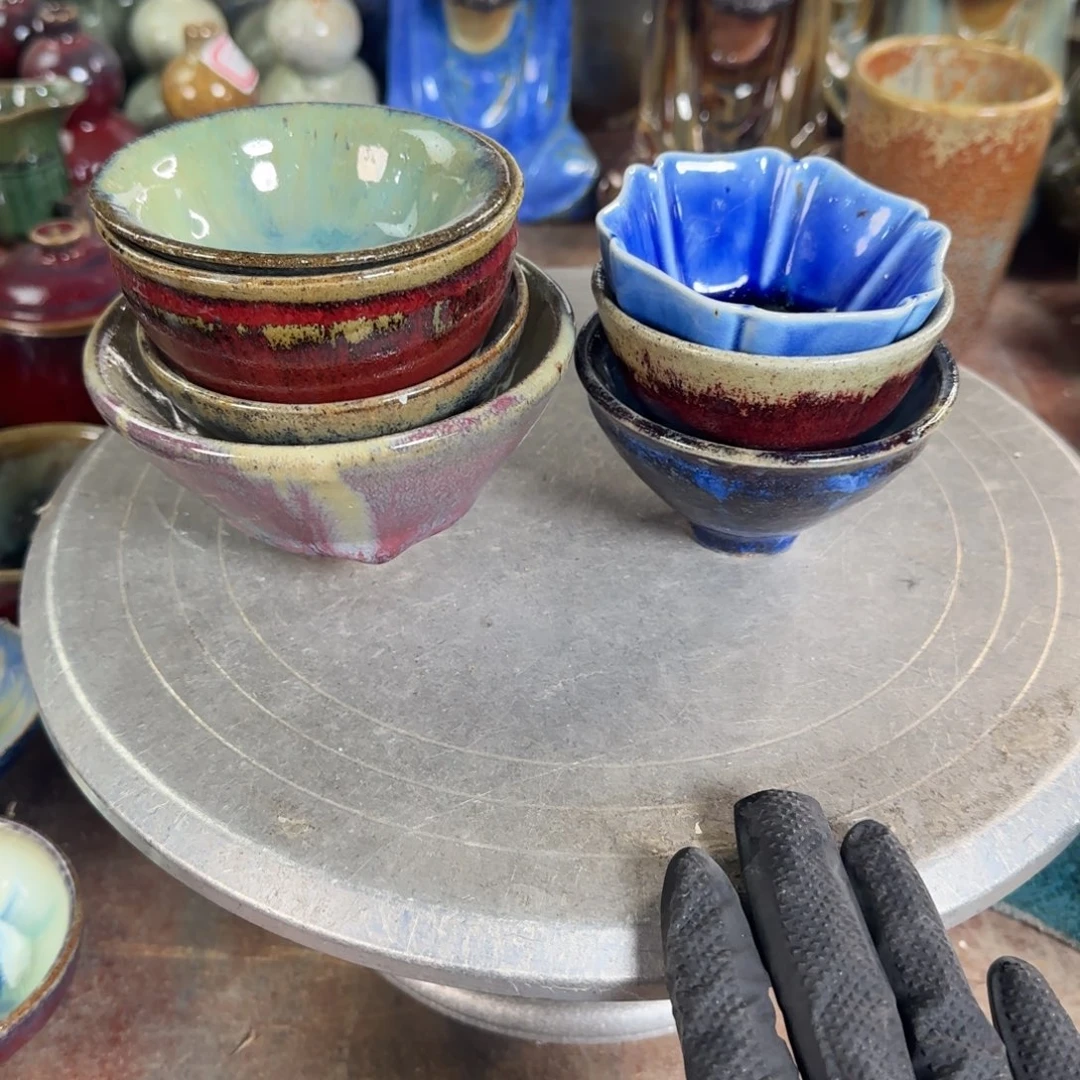 亮***仔紫砂花盆7个杯子