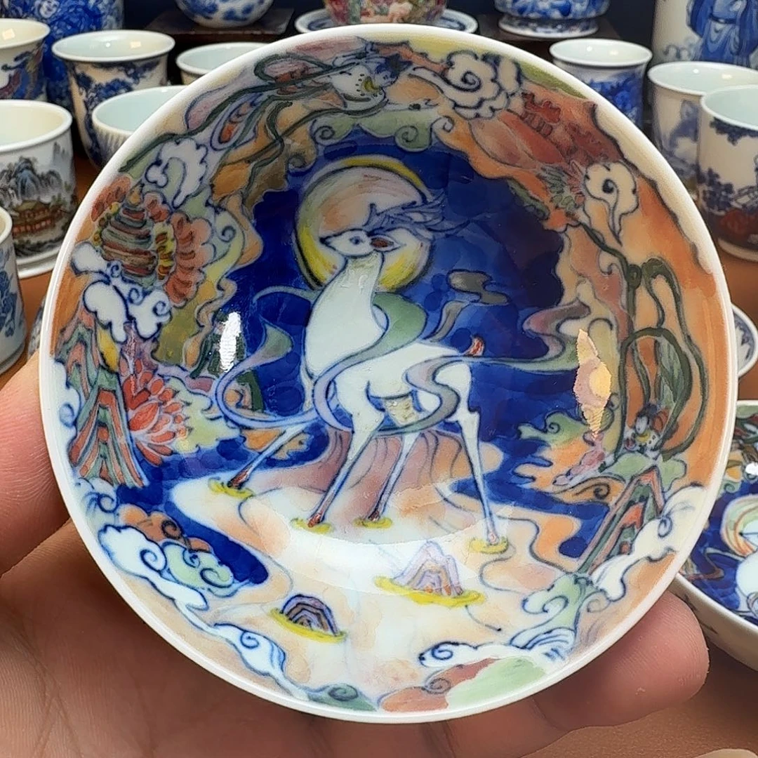 摆件紫***来景德镇全手工手绘陶瓷