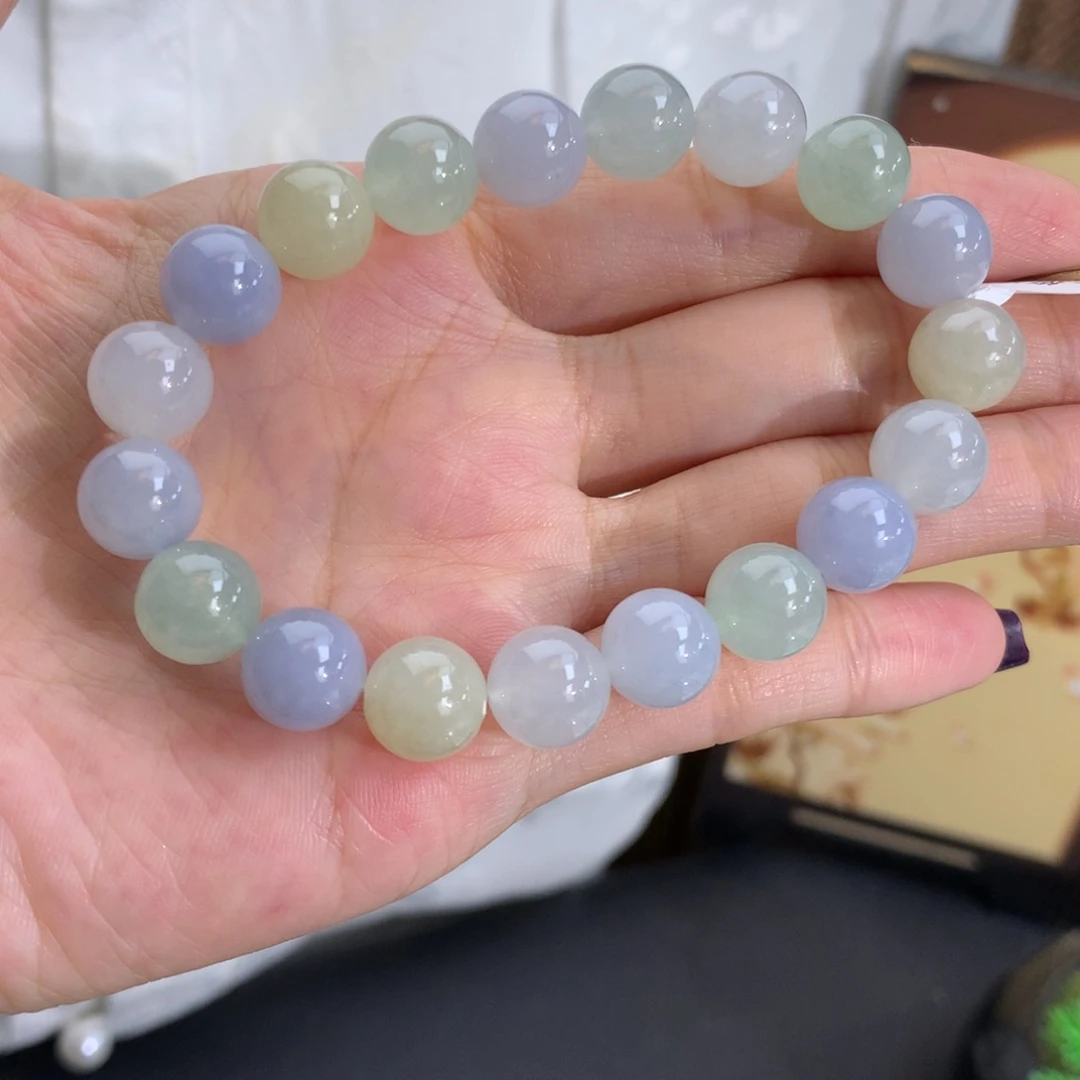 翡翠未镶嵌手串卡10冰胶马卡龙手串