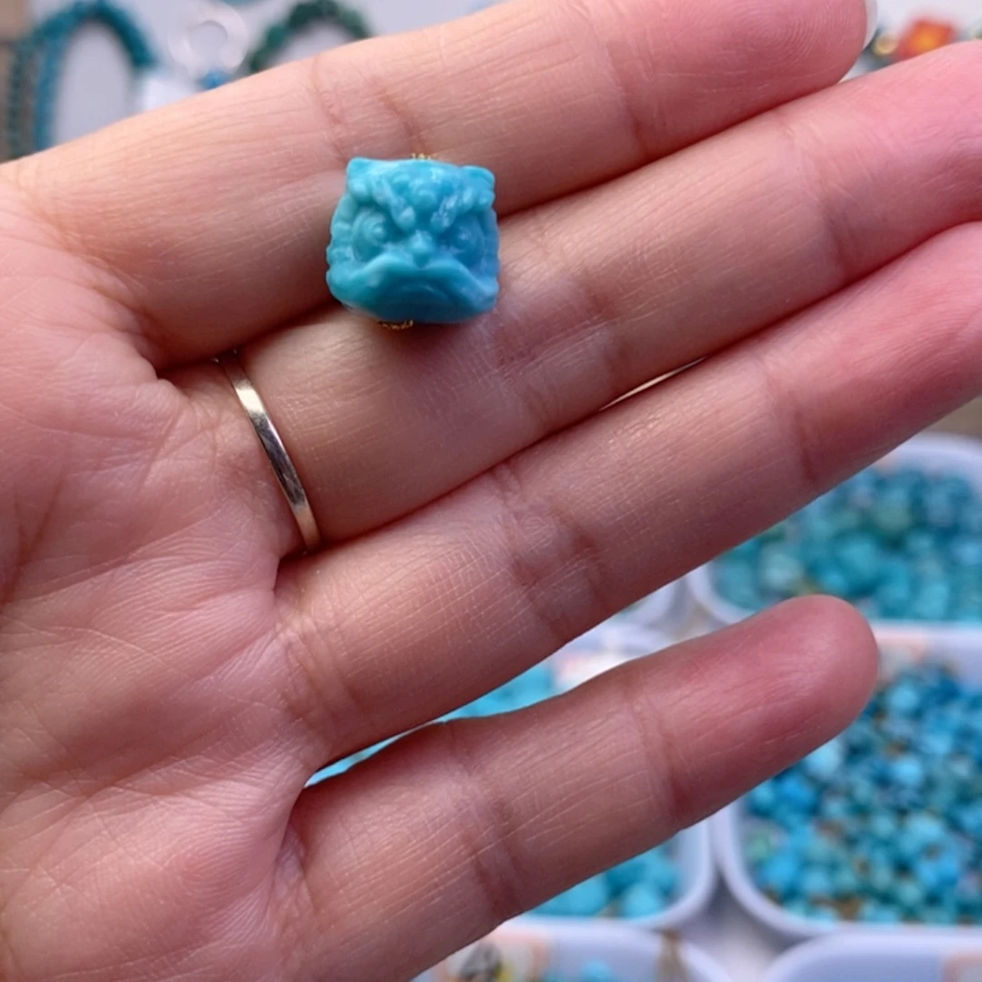 未镶嵌绿松石雕刻醒狮好看