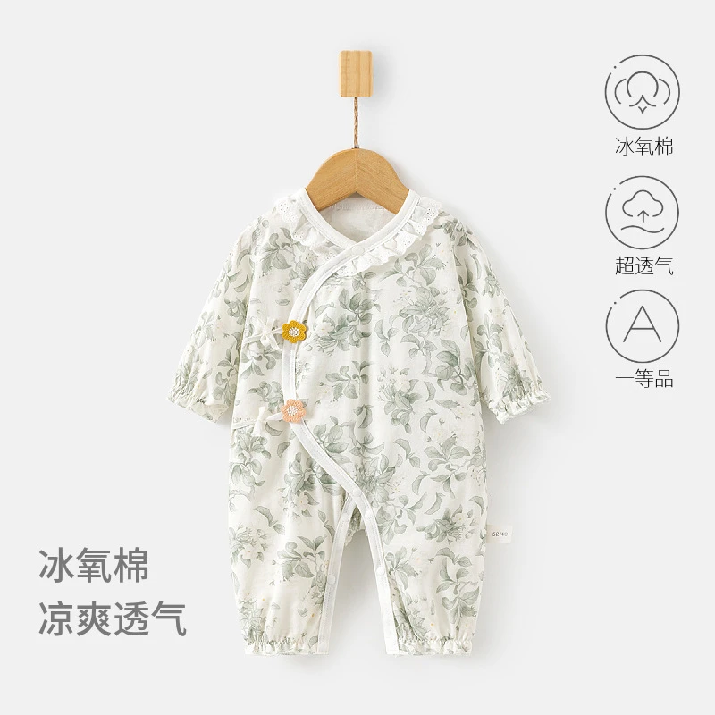 新生婴儿冰氧棉蝴蝶衣女宝宝夏款薄款连体衣空调服婴幼儿爬服哈衣