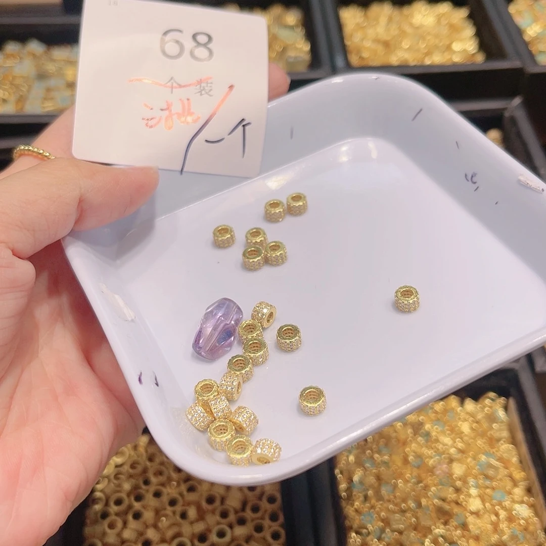 水晶珠宝半成品银S925镀金镶嵌68