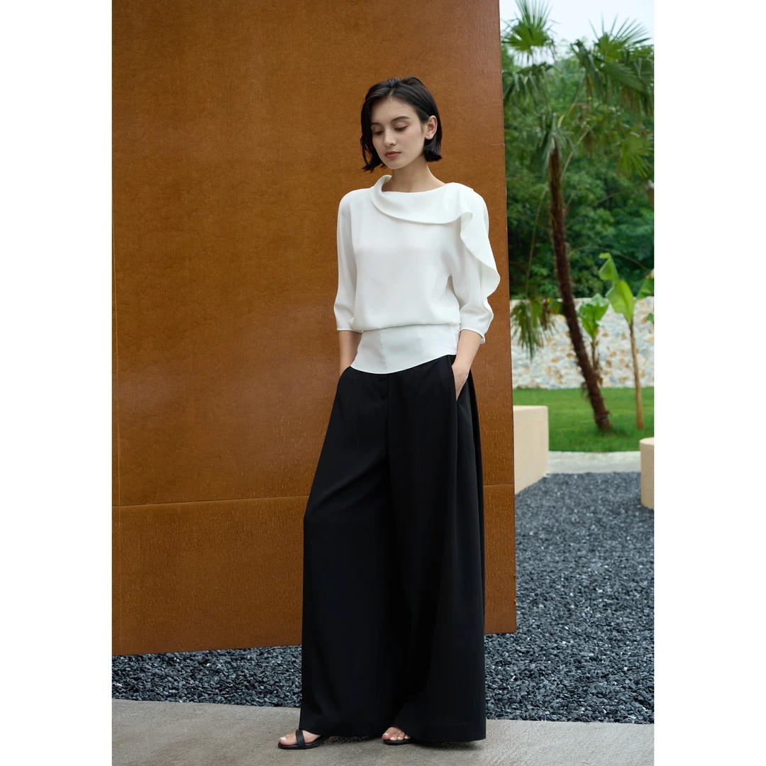 【恰似你的温柔】立体裁包容身材慵懒松驰法式波浪边新款上衣（裱里）