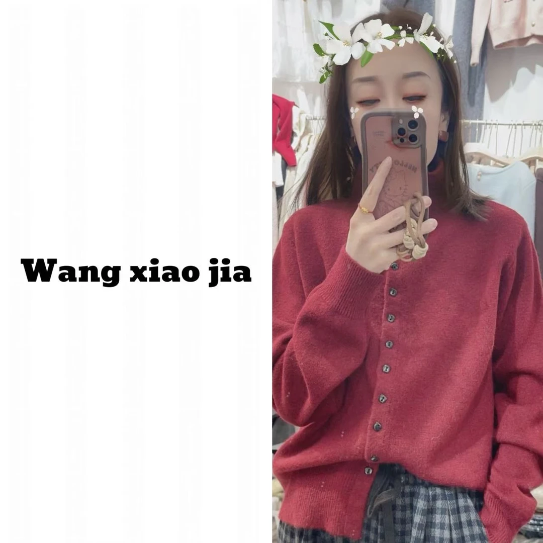 【王晓家】新款糖果色小方扣半高领针织毛衫