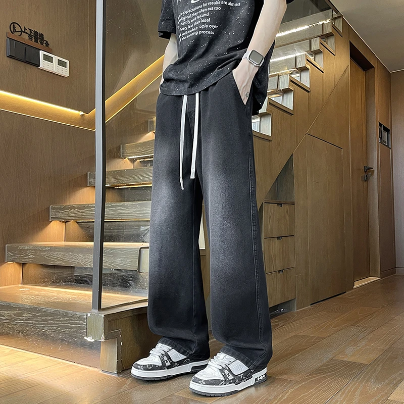 秋冬新款美式牛仔裤水洗男款男生潮牌百搭直筒宽松裤子