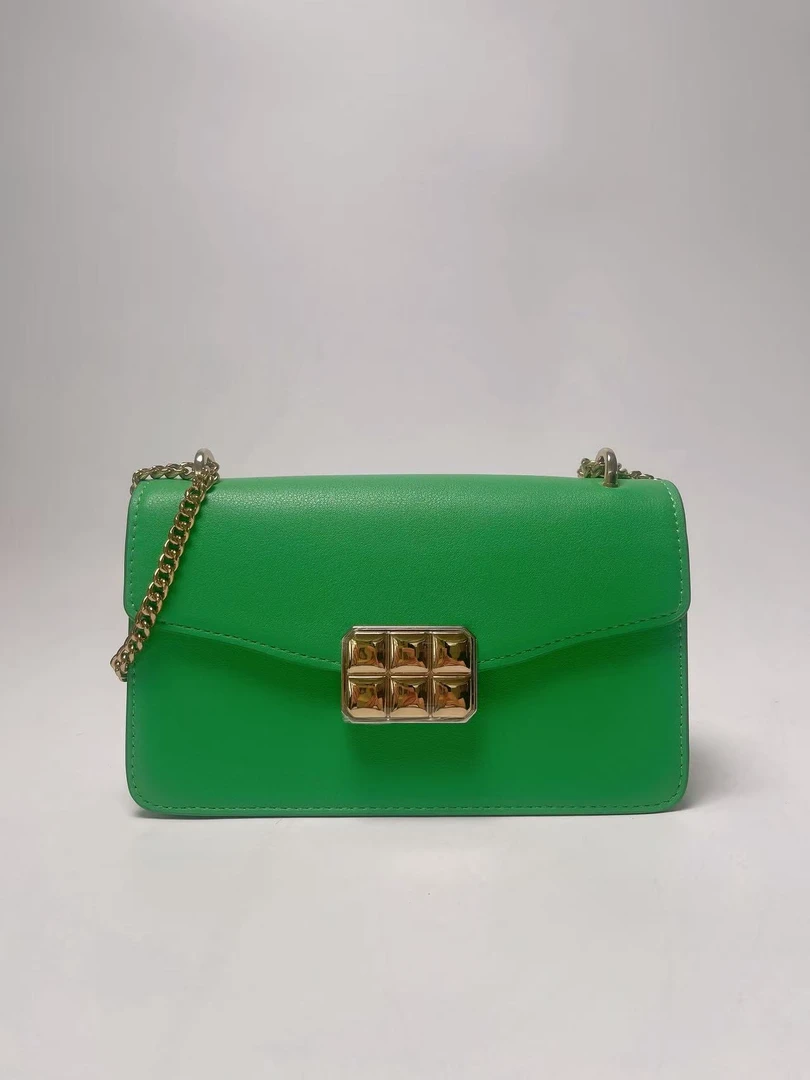 单肩款小方包拉链朋克风黑斜挎包中号黄色蛇头纯色