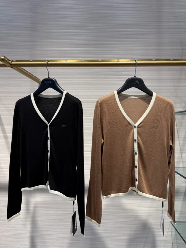 女针织衫简约针织上衣撞色上衣小香风春夏开衫