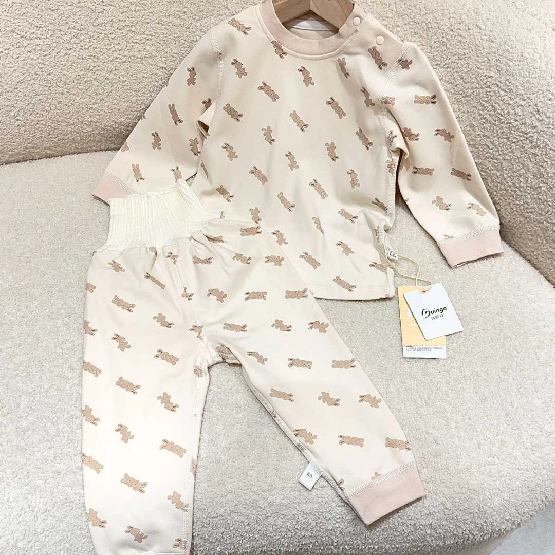 布婴谷-【小兔356-409】舒绒无骨肚围肩扣高腰家居服套装