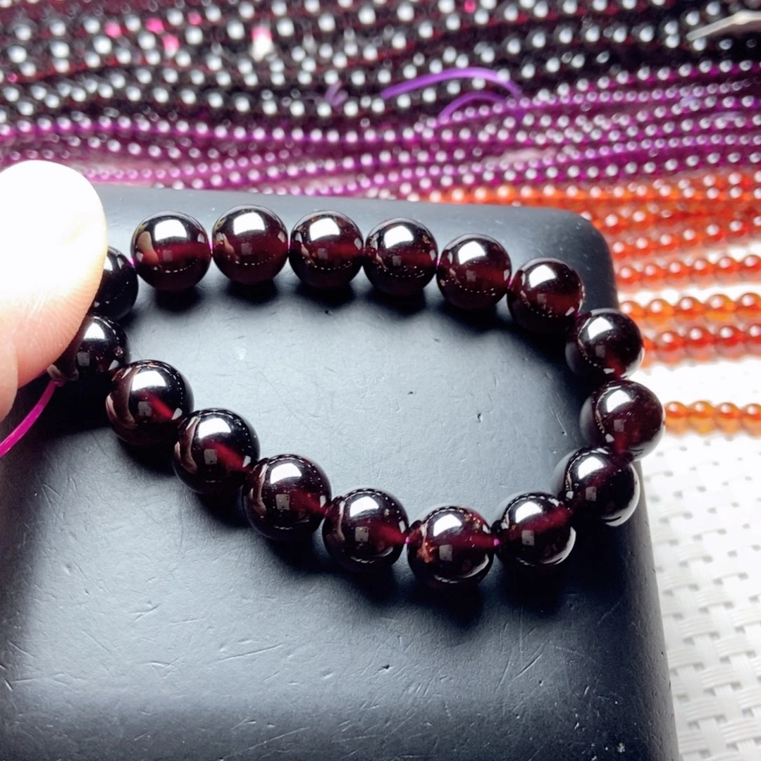 石榴石手链未镶嵌10酒红色8a