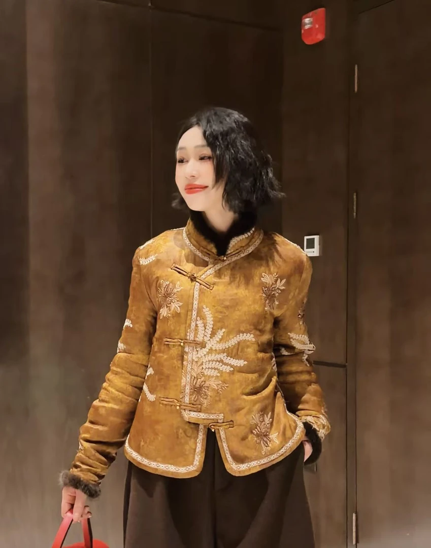 【禾禾家】“金陵梦”冬季新中式国风油丝香云斜襟加棉女士外套19371