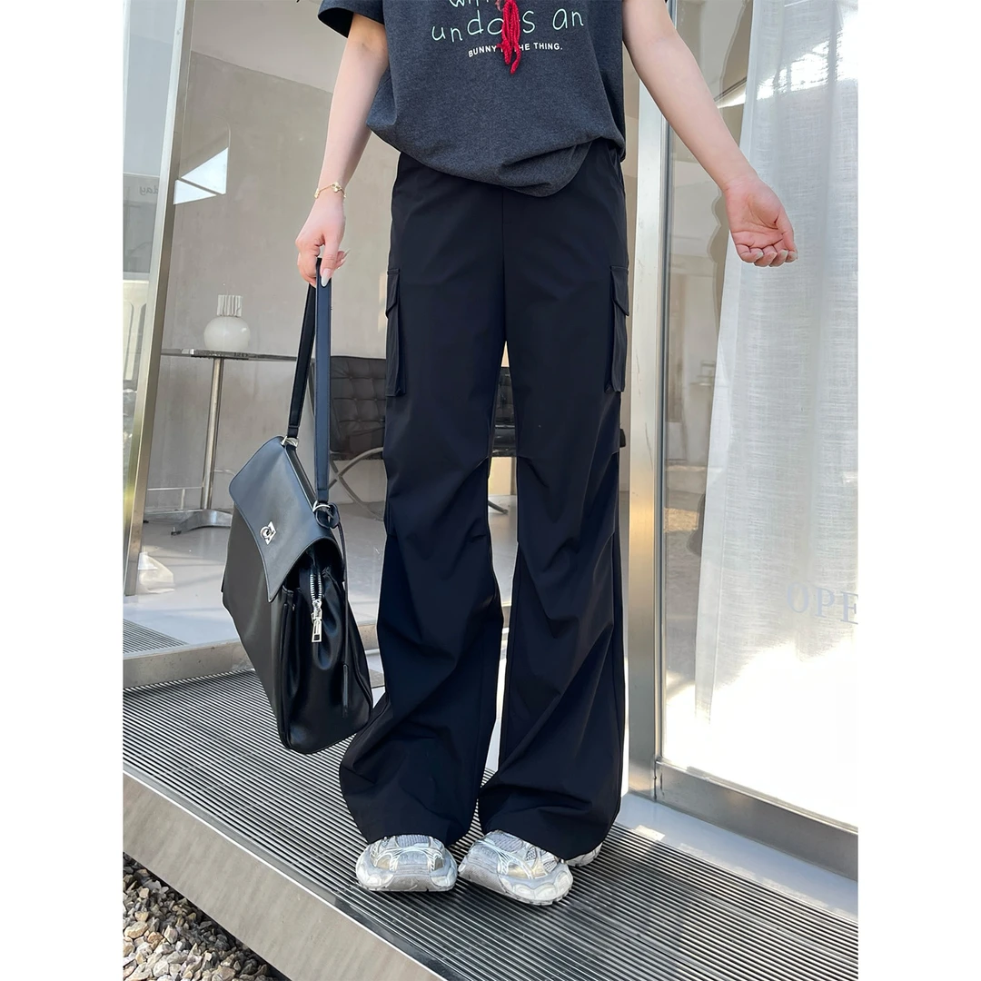 裂渡宣宣【逆袭长腿】微胖大码女秋时尚显瘦双版本喇叭裤ZY505F72