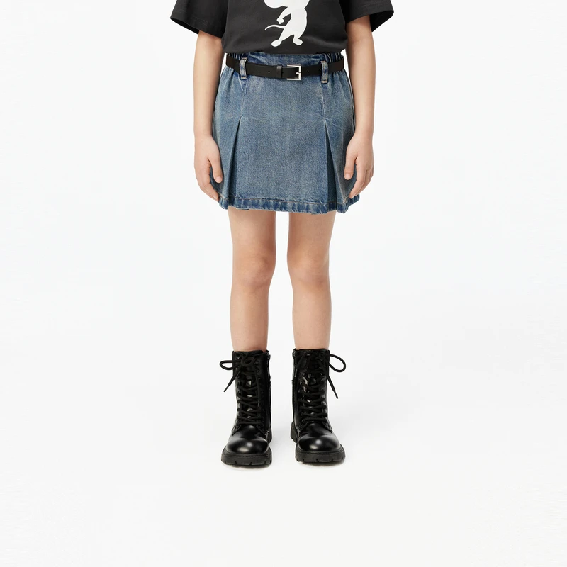 littlemoco童装25秋装新款女童牛仔短裙半身裙#KBE3SKTT05