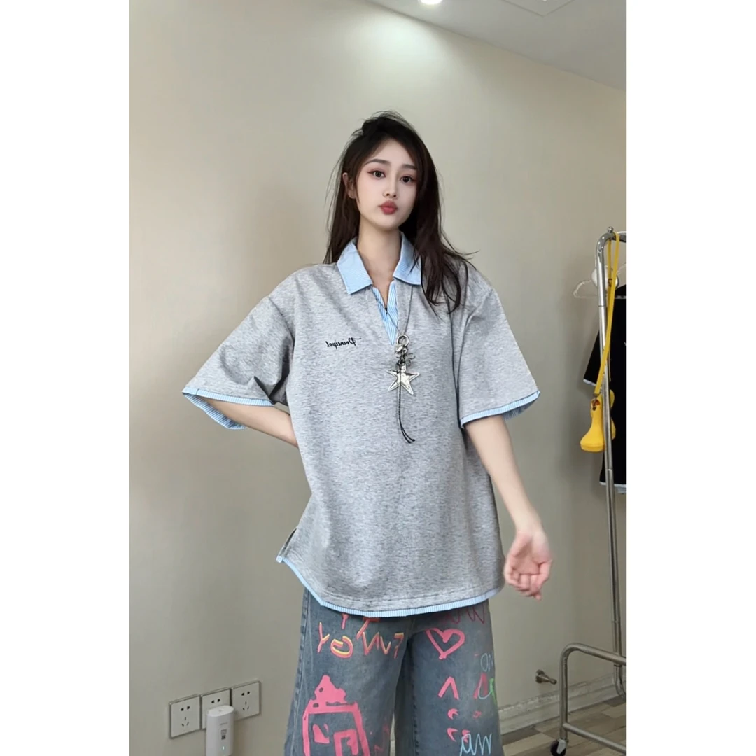 【晓晓张专属价】美式潮牌衬衫夏季新款重磅短袖T恤男女宽松上衣