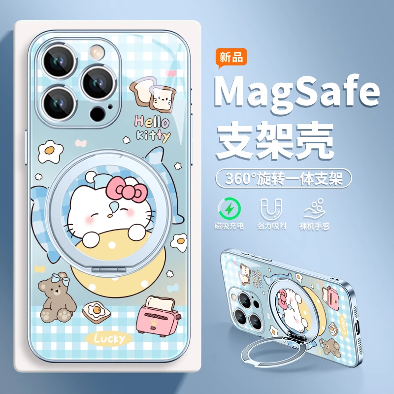 凯蒂猫适用苹果16手机壳华为pura80/小米15磁吸支架mate70全包