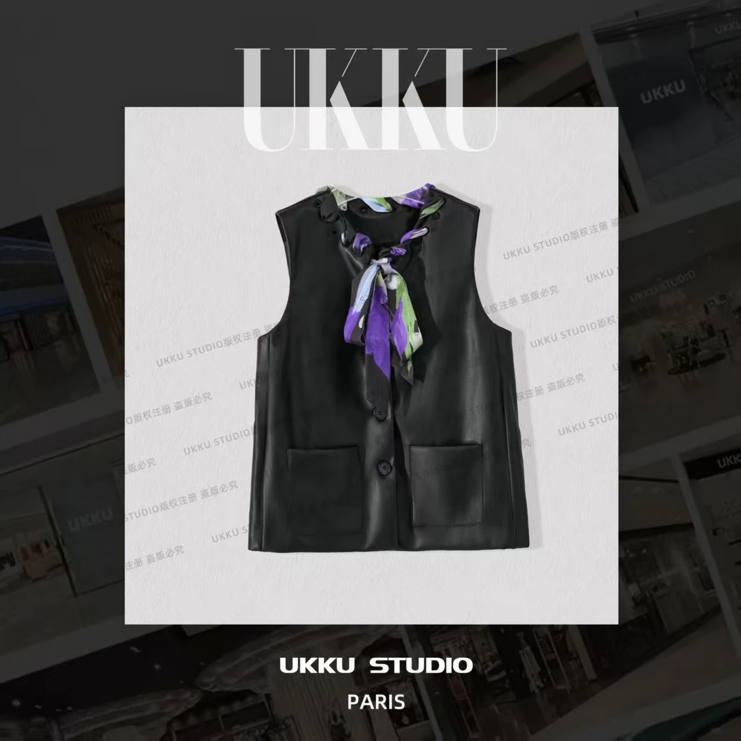 大美【UKKUSTUDIO】简约纯色款宽松设计师女装马甲914910