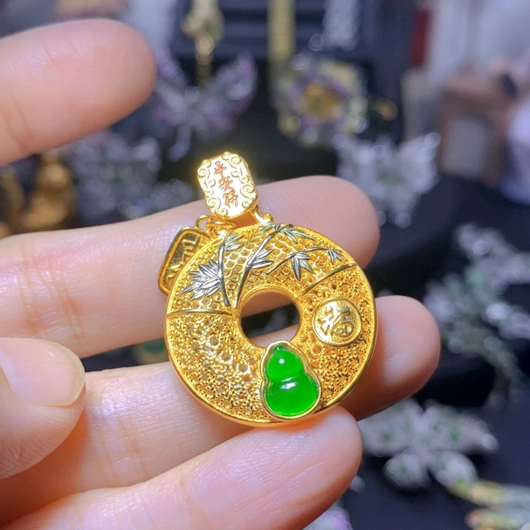 翡翠银S925镶嵌颈饰天然翡翠