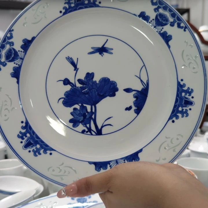 瓷手绘夏10寸平盘一个