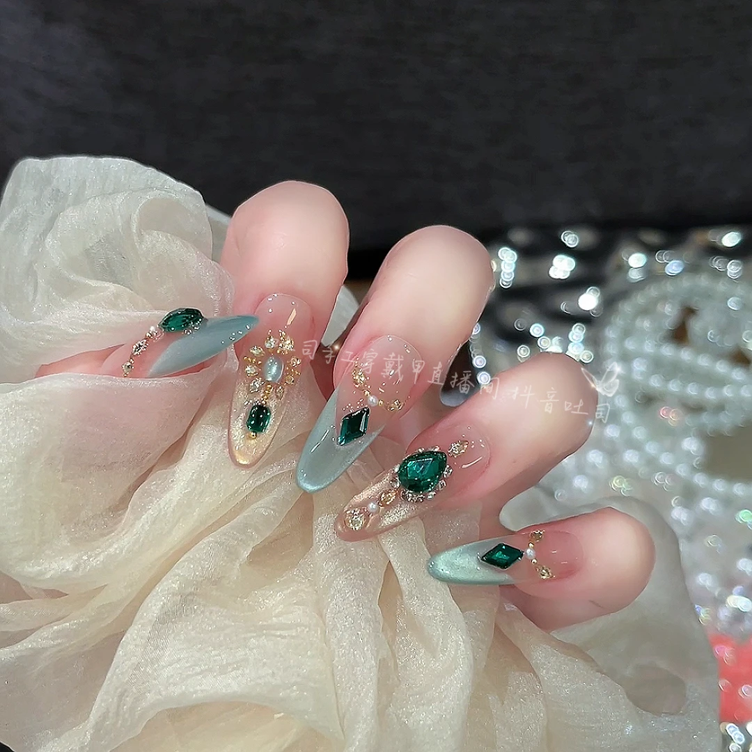 纯手工定制穿戴甲 浮生梦 可拆卸假指甲贴10片春夏爆款