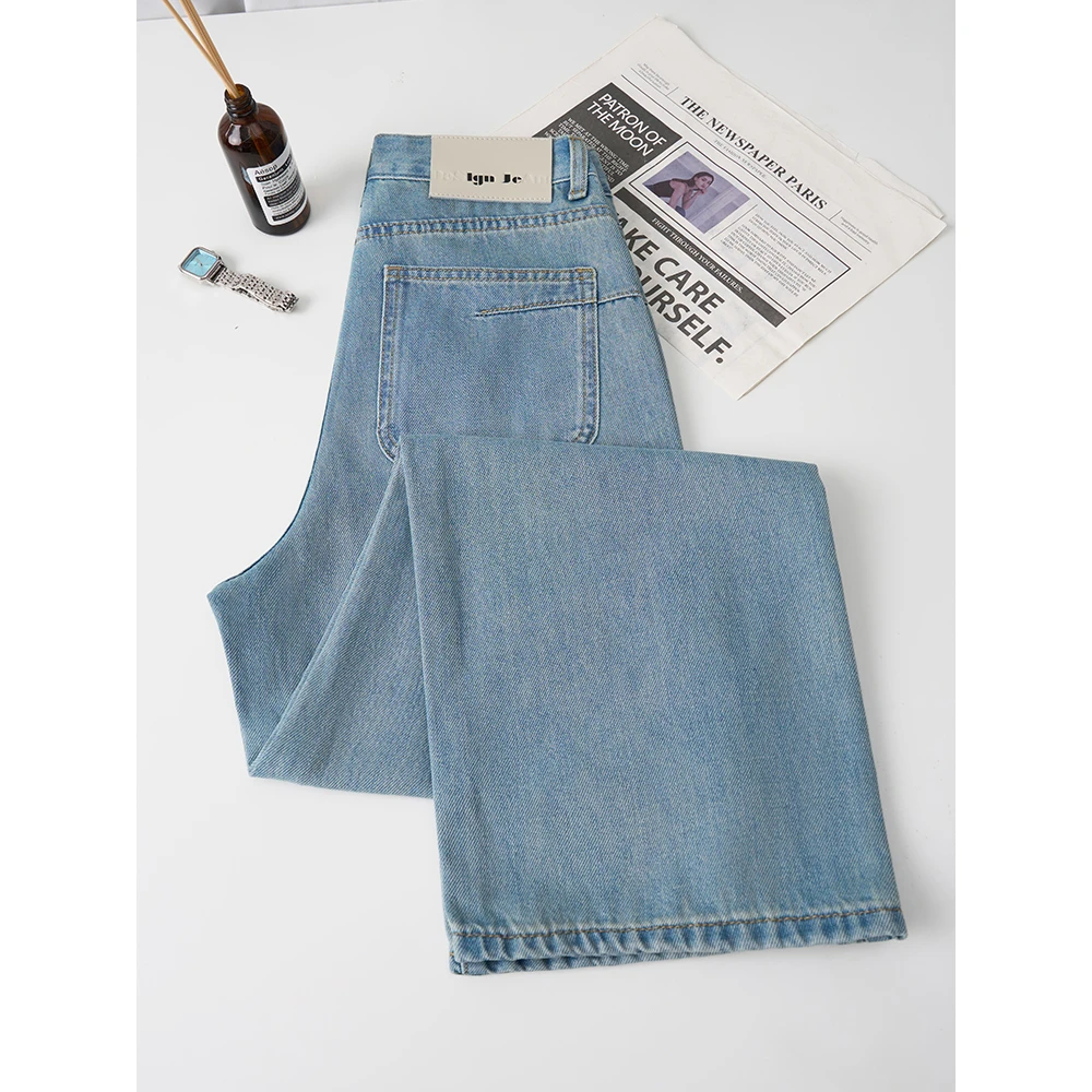 missrococo/洛可可小姐2025夏季薄款莱赛尔中高腰窄版直筒牛仔裤