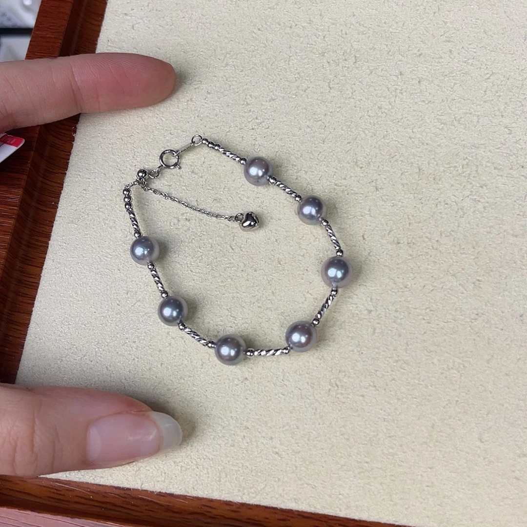 银S925镶嵌海水珍珠手链