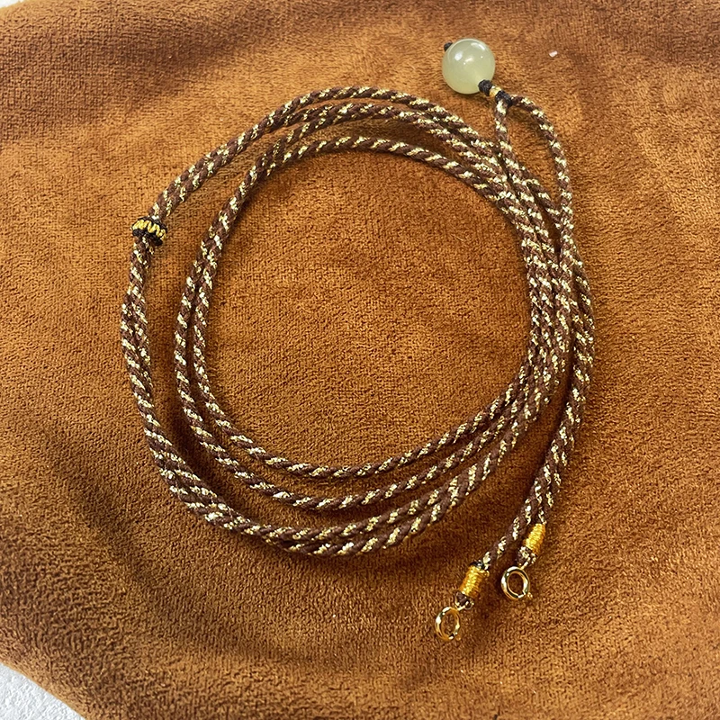 珠联帮【18K】和田玉手工编绳双扣简约百搭链