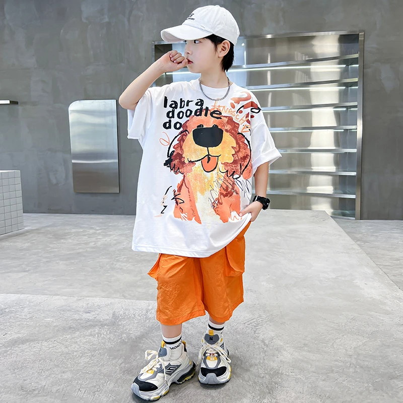 男童夏装酷帅短袖套装儿童夏款薄款帅气两件套2025新款中大童夏季