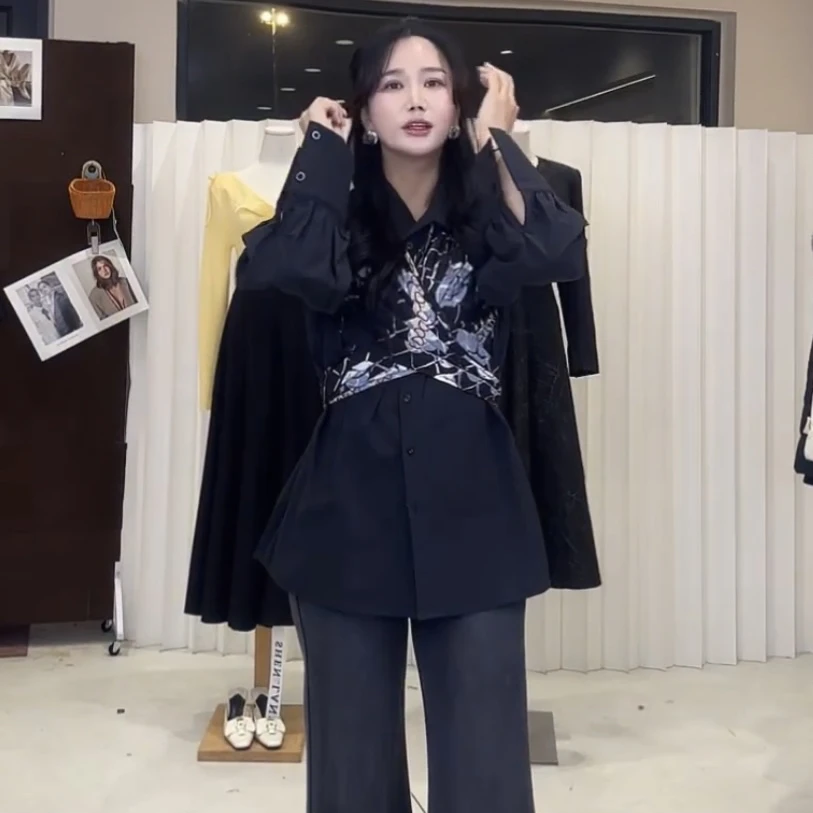 8333丝巾绑带设计感衬衫