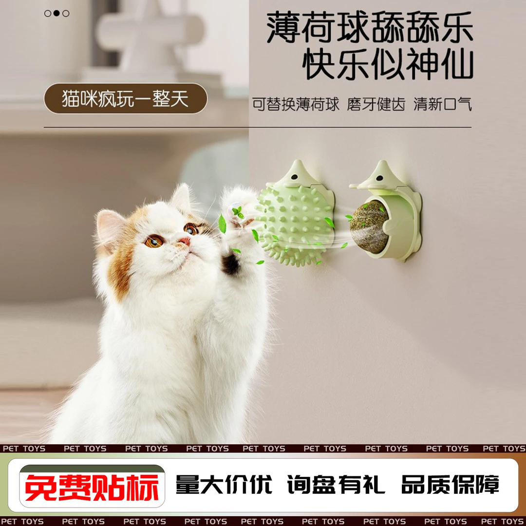 ABS+TPR爆款新品猫薄荷玩具刺猬猫薄荷球舔舔乐可蹭痒猫咪自嗨球