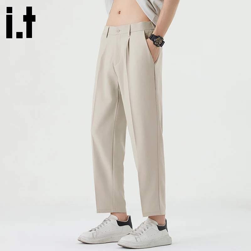 i.t:CHOCOOLATE秋冬通勤九分休闲裤男士2025新款百搭宽松直筒长裤