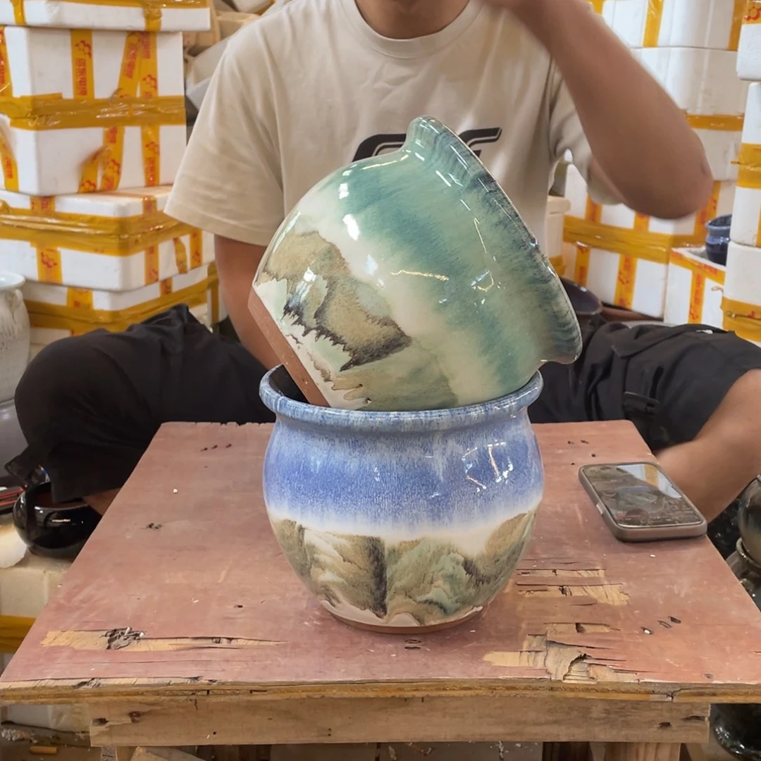 宜兴紫砂粗陶花盆