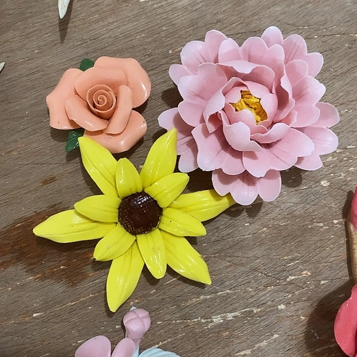 瓷片纯手工陶瓷花摆件2瑕