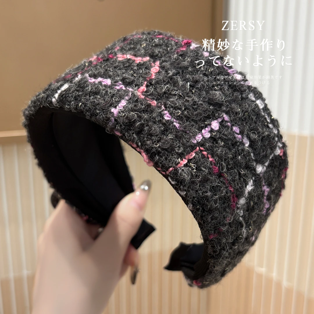 宽边羊羔毛发箍女2025新款高级感洋气时尚发卡日常外戴遮白发头箍