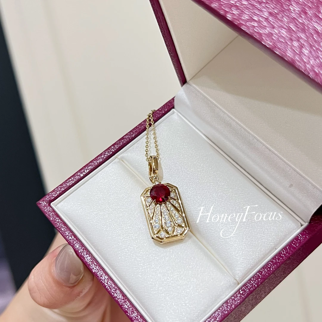 坠链均925银合成锆石 星月银河项链 双面轻奢秋冬红色项链 #9112