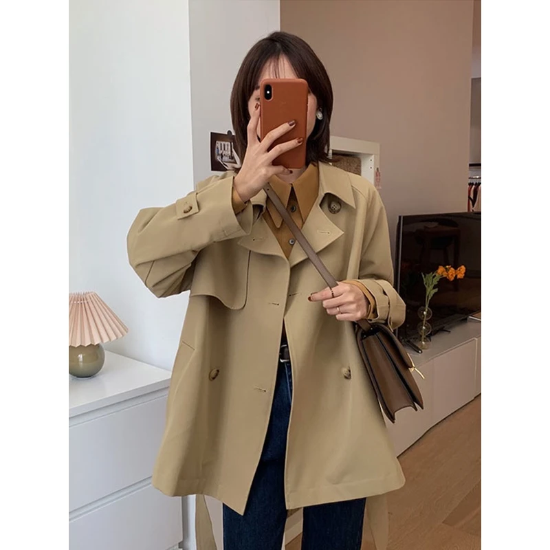 短款气质风衣小个子韩系休闲百搭卡其色高级感春秋外套女F45