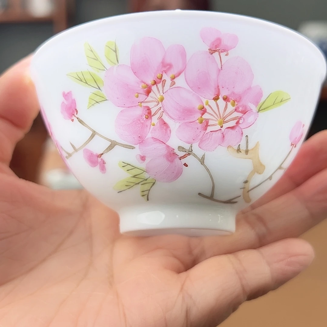 釉上水点桃花主人杯