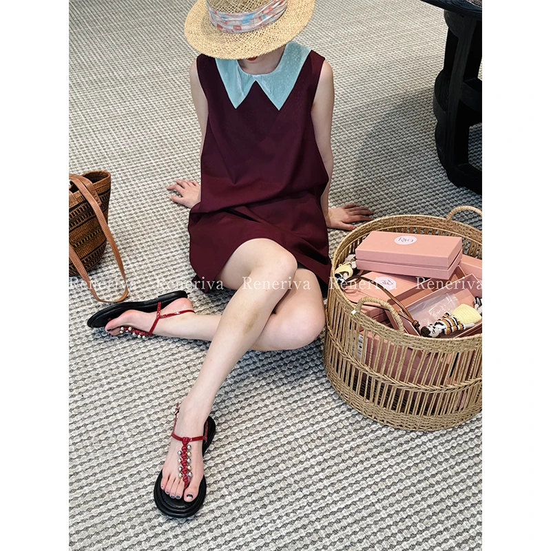 ReneRiva买手店 COEMES 2025SS拼色叠领连衣裙