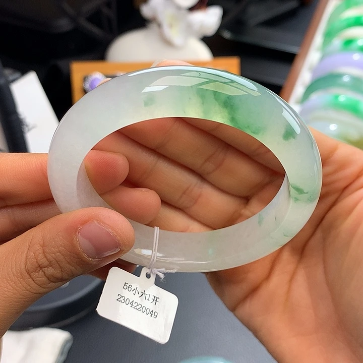 未镶嵌手镯翡翠56冰飘花正圈