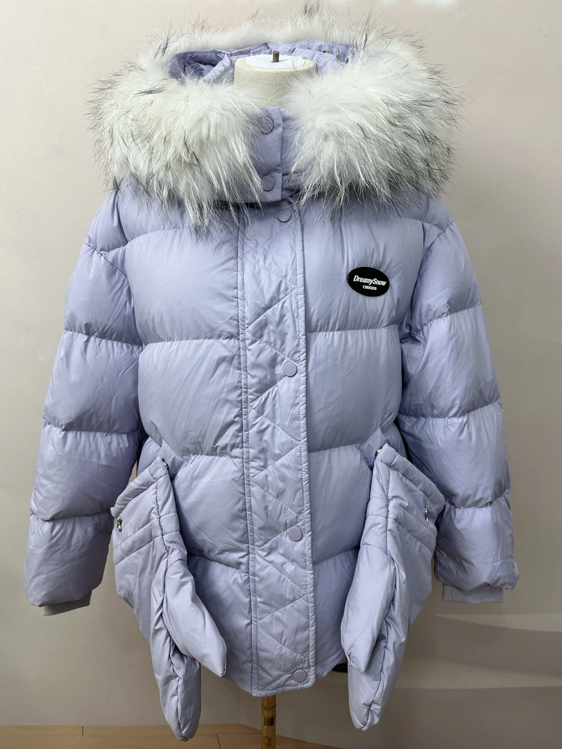 【下单无需备注自选尺码】秋水紫色毛领短款羽绒服C015