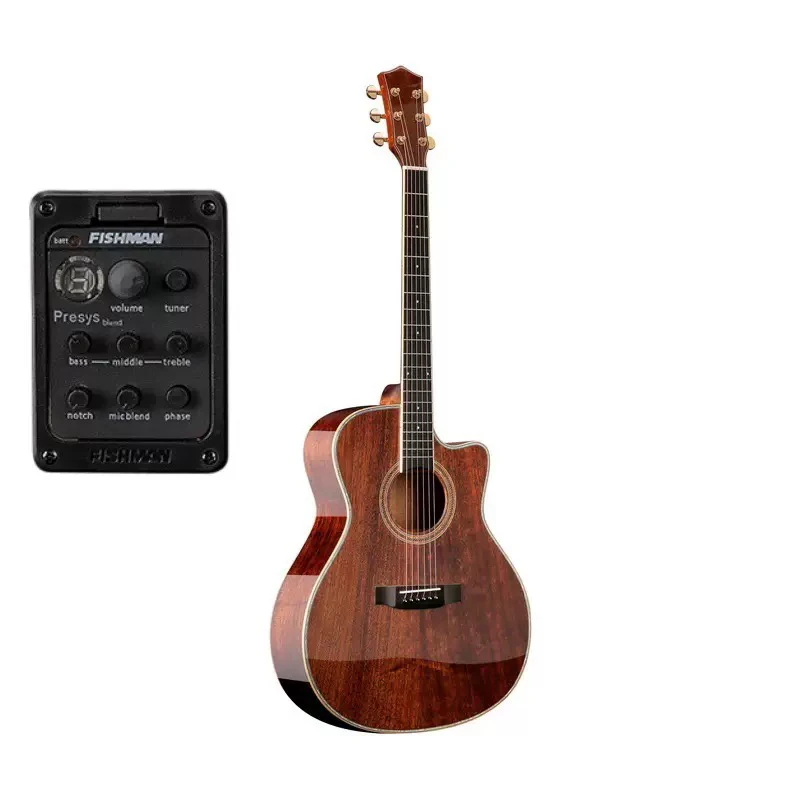 AAA+级全实木全单41寸全桃花心木演奏级全单民谣吉他渔夫