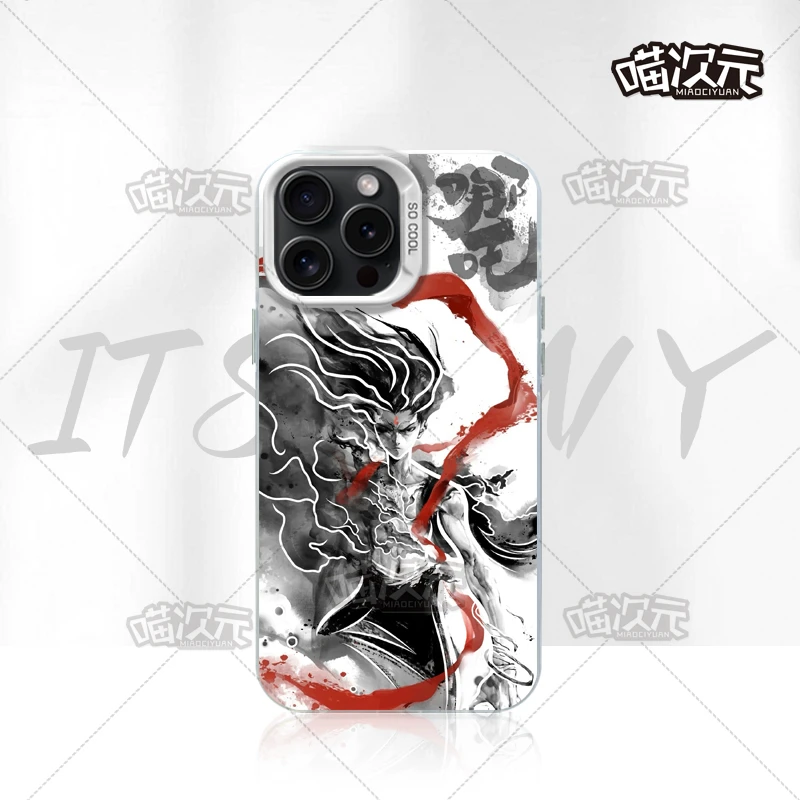 少年哪吒防指纹彩银适用动漫苹果16华为一加12小米红米手机防摔壳