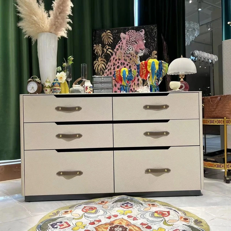 【喜悦家具】SKM压花六斗柜140*40*80