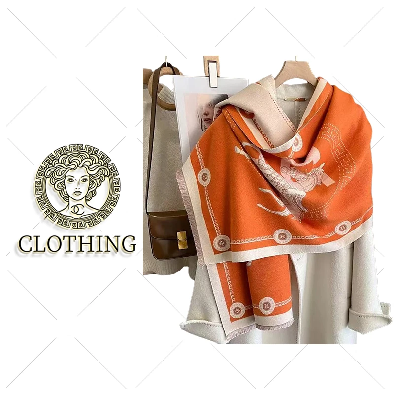 【CLOTHING/原创设计】法式英伦橘色骏马围巾