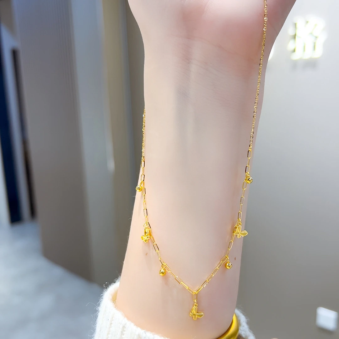 精品5G足金满天星系列流苏翩翩蝴蝶项链00758