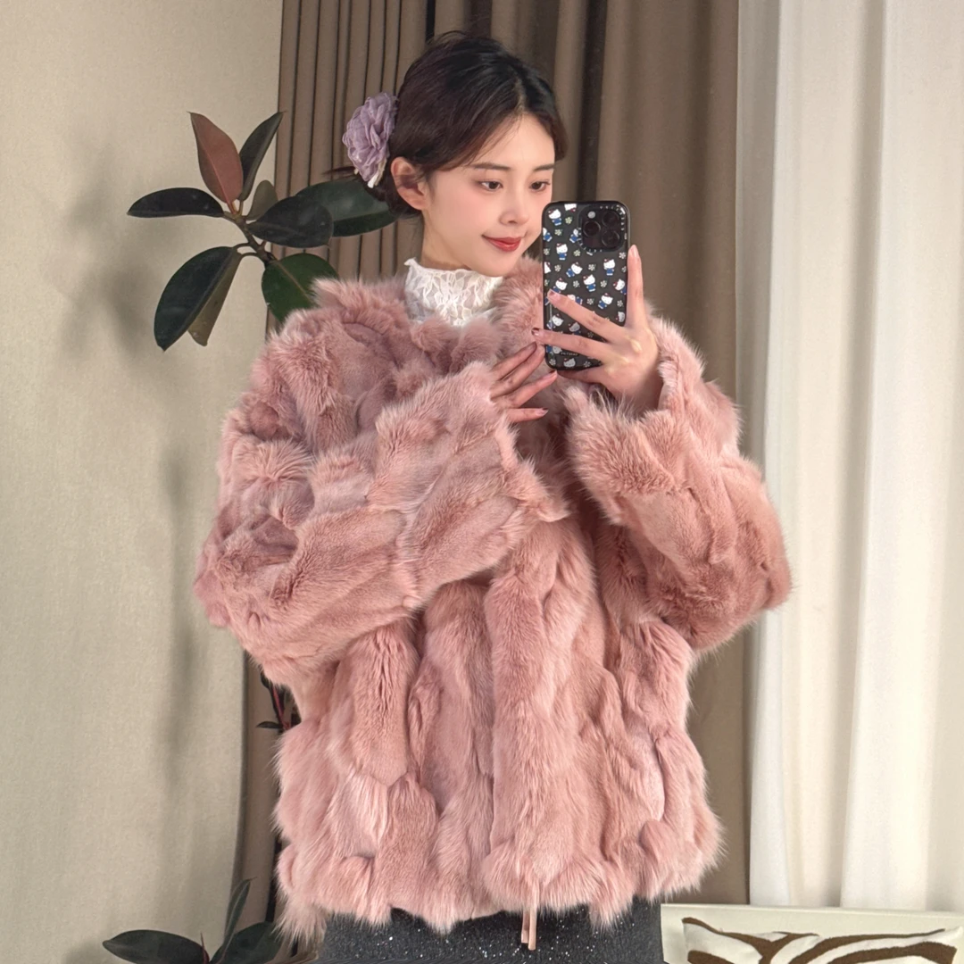 新款冬季中式重工刺绣狐狸皮毛双面穿外套