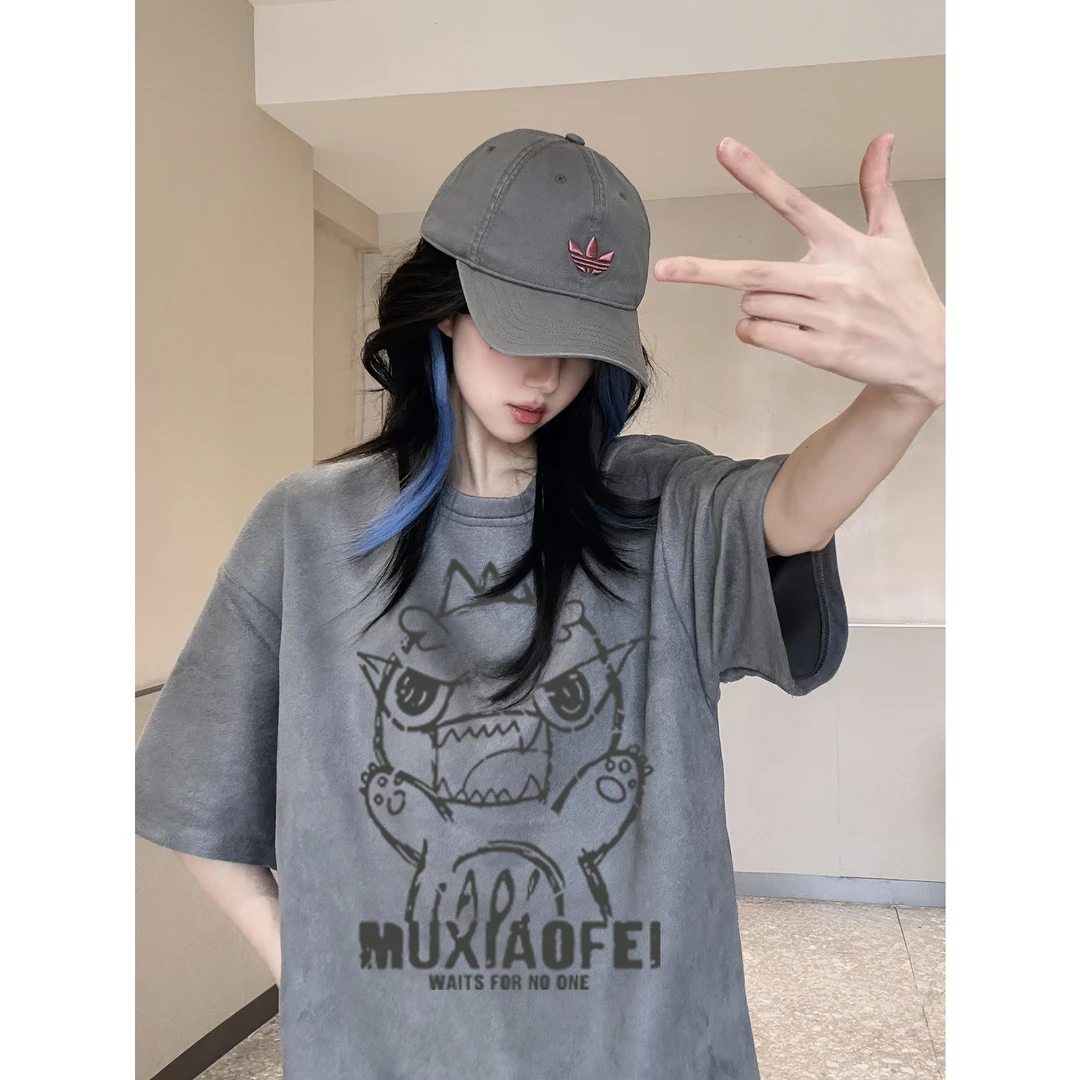 夏季ins男士短袖美式简约小众T恤宽松潮流情侣款休闲百搭上衣