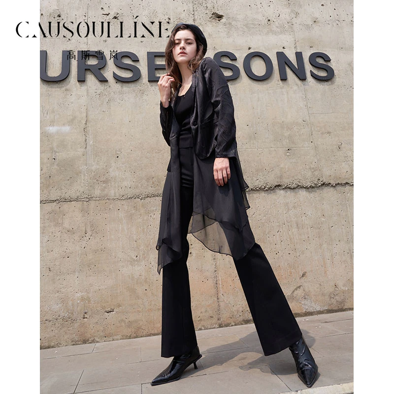 高斯雪岚【秋装活动】时尚黑色短外套气质小香风上衣女24318402